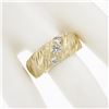 Image 7 : Vintage Men's 10K Rosy Yellow Gold .50 ctw Diamond Textured & Polished Band Ring