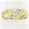 Image 9 : Vintage Men's 10K Rosy Yellow Gold .50 ctw Diamond Textured & Polished Band Ring