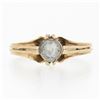 Image 4 : Antique Victorian Rosy Yellow Gold 5mm Rose Cut Diamond Bezel Solitaire Ring