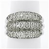Image 1 : Vintage .900 Platinum 1.30 ctw Pave Diamond Wide Domed Triple Stacked Band Ring