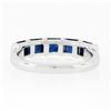 Image 7 : Platinum 1.75 ctw Square Step Cut Blue Sapphire Bar Channel Set 5 Stone Band Rin