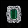 Image 1 : 5.37 ctw Emerald and 1.52 ctw Diamond Platinum Ring (GIA CERTIFIED)