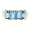Image 4 : Solid 14K Yellow Gold 3 ctw Prong Set Emerald Cut Blue Topaz Stackable Band Ring