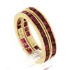 Image 8 : Pair of 18k Gold Channel GIA Vivid Red Burma Ruby Eternity Stack Band Guard Ring