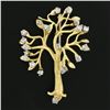 Image 2 : Textured 18K TT Gold 1.0 ctw Prong Set European Diamond Tree Branch Pin Brooch