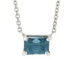 Image 2 : New 14K White Gold Rectangular Cut Prong Blue Zircon Solitaire Pendant & Chain