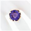 Image 3 : Retro Vintage Handmade 14k Rose Gold 13.7mm Synthetic Alexandrite Solitaire Ring