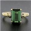 Image 8 : Vintage 10K Yellow Gold 2.64 ctw Emerald Cut Green Tourmaline Solitaire Band Rin