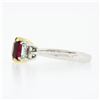 Image 6 : 18K Gold & Platinum 2.15 ctw GIA Burma VIVID RED Ruby & Emerald Cut Diamond Ring