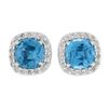 Image 1 : New 18k White Gold 5.61 ctw Cushion Cut Blue Zircon & Diamond Halo Stud Earrings