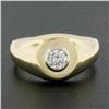 Image 8 : Unisex Solid 14k Gold 0.25 ctw Round Cut Diamond Bezel Solitaire Signet Band Rin
