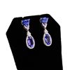 Image 3 : 7.65 ctw Tanzanite and 0.83 ctw Diamond Platinum Dangle Earrings