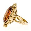 Image 6 : Vintage 14K Yellow Gold 12.0 ctw Large Oval Citrine Solitaire Ring w/ Floral Hal