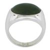 Image 2 : Men's 14K White Gold Elongated Oval Cabochon Bezel Green Nephrite Jade Ring