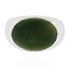 Image 6 : Men's 14K White Gold Elongated Oval Cabochon Bezel Green Nephrite Jade Ring