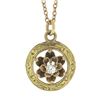 Image 5 : Antique 14k Gold 0.03 ctw Buttercup Diamond Circle Scroll Pendant w/ 18" Chain