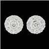 Image 3 : 18k White Gold 0.80 ctw Round Brilliant Cut Diamond Halo Cluster Stud Earrings
