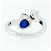 Image 8 : NEW 18K White Gold 2.71 ctw GIA Heart Blue Sapphire Diamond Moi et Toi Bypass Ri