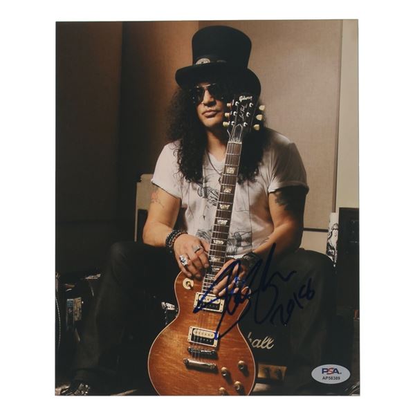 SLASH SIGNED 8X10 PHOTO PSA COA