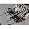 Image 2 : Contents of Pallet: Metal Rakes, Push Brooms, Shovels, Misc Landscape Tools, etc
