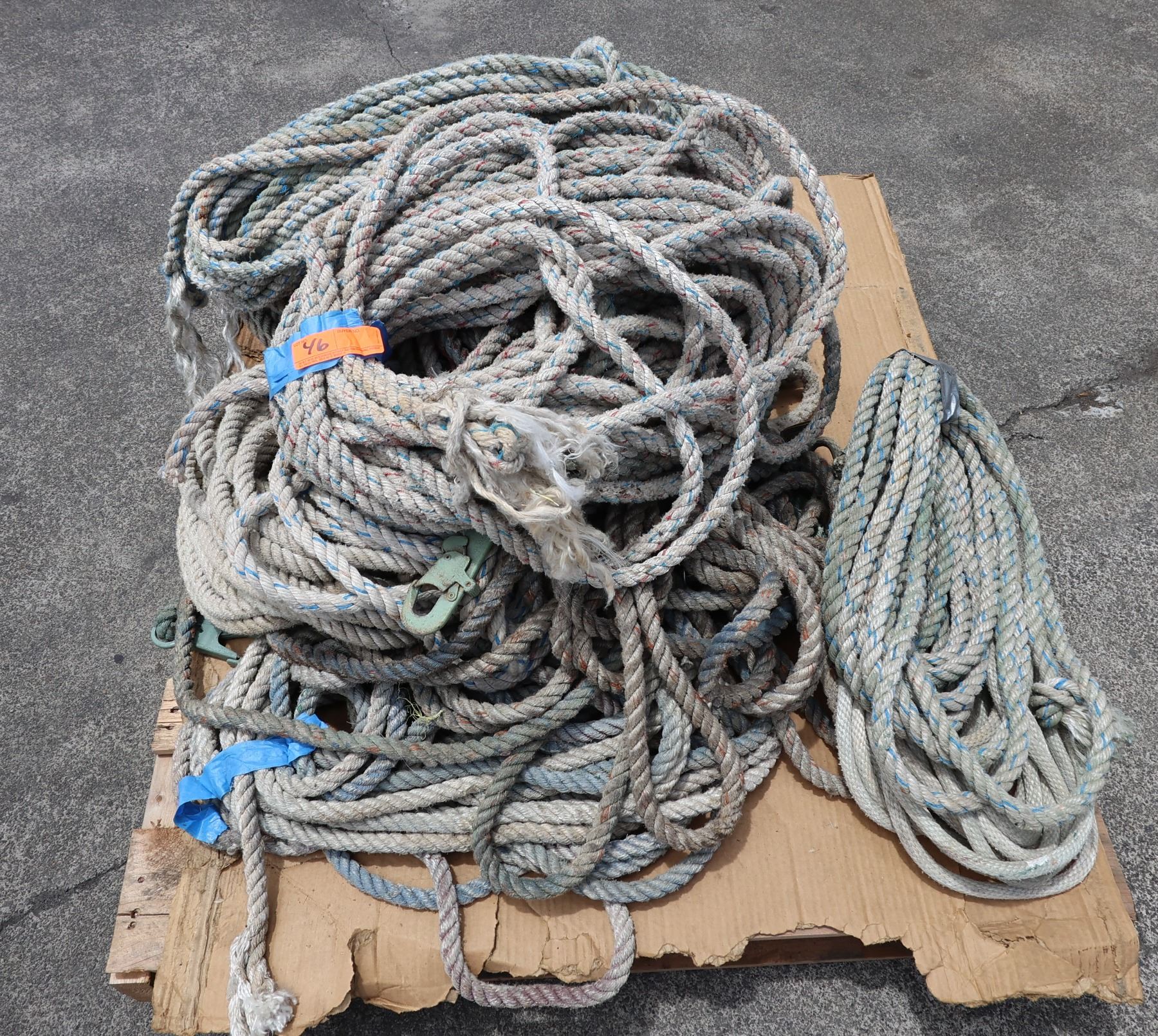 Pallte With Ropes Contents of Pallet: Misc Coils of Safety Tie-Off Rope, etc