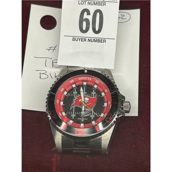 Invicta Watch # 36949 Chrome Red/Black TB Bucs Flag