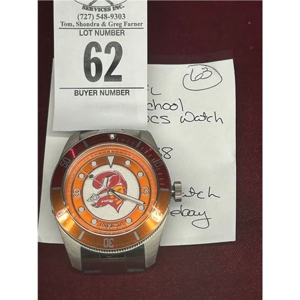 Invicta Watch $ 37238 Chrome Band w/Orange Red Bucs Face
