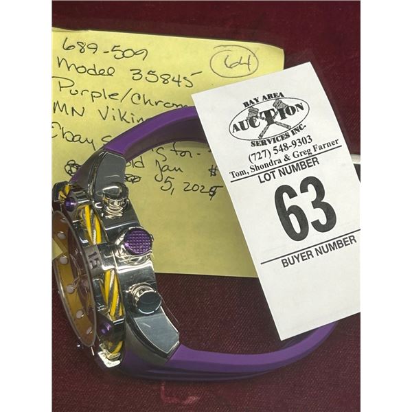 Invicta Watch # 35845 Purple Rubber MN Viking Face