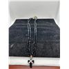 Image 2 : Black Onyx Double Strand Necklace/Cross w/9 Single Cut Diamonds - Replacement