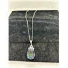 Image 3 : 14K WG Mystic Topaz/Diamond Pendant w/One Oval Mystic Topaz and 17 Round Cut