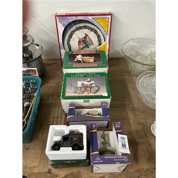 Christmas Clock, Décor, Holiday Die Cast Truck, Fountain