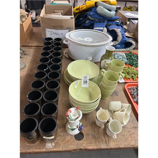Ikea Dishes, Black Glassware, Crockpot, Vase, Tea Cups