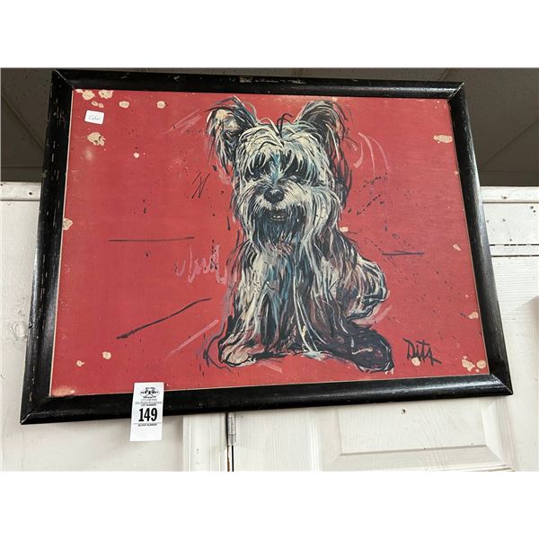 Framed Terrier Wall Art Signed Data