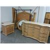 Image 1 : Ornately Carved King Sized Canopy Bed w/Marble Top Dresser/Nightstands and