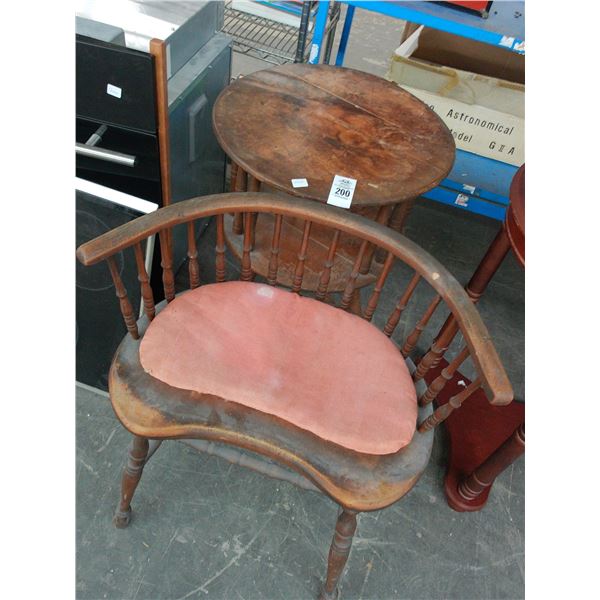 Mahogany 2 Tier Table, Small Half Moon Chair
