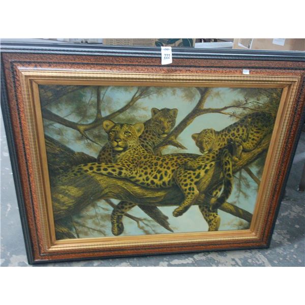 Framed Oil On Canvas Leopard Wall Art  36  X  40  Artist Signed