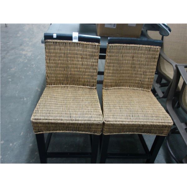 Wicker Style Island Height Bar Stools - Pair