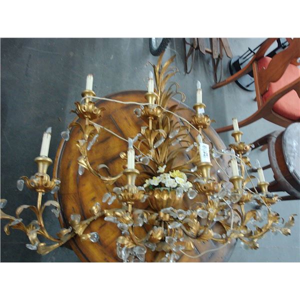 Ornate Metal 9 Candle Wall Mount Candleabra w/Prisms