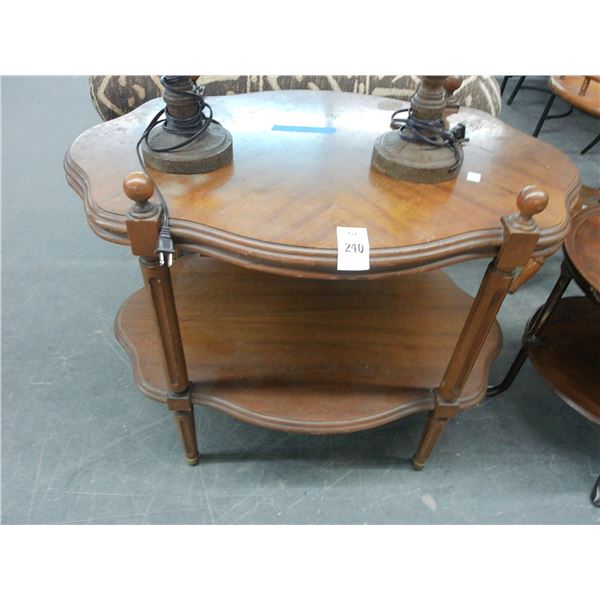 Curvy Burl 2 Shelf Table