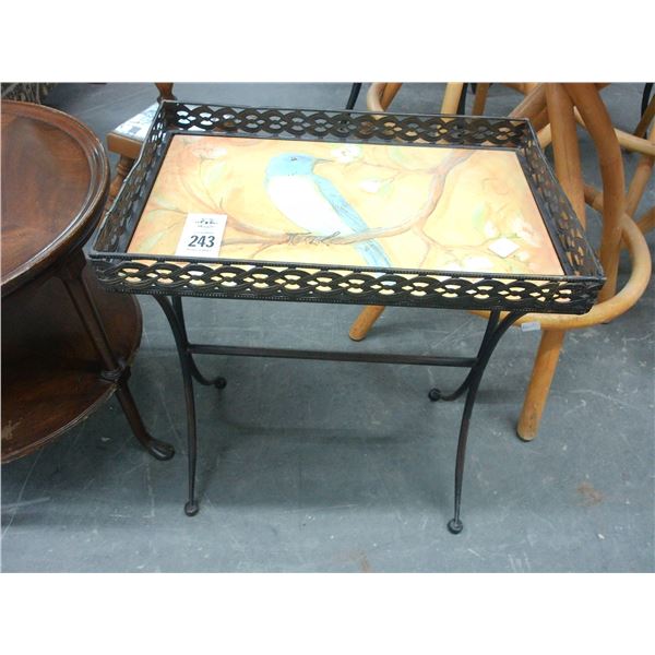 Floral/Bird Motif Patio Side Table