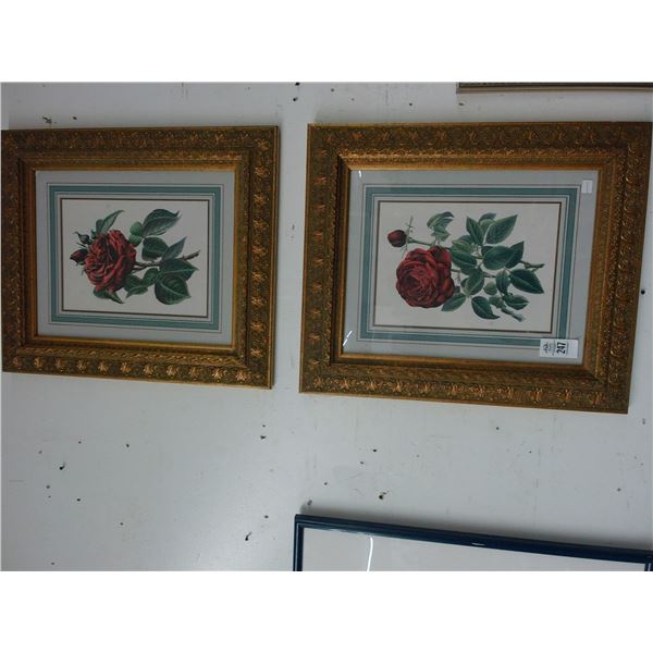 Ornately Framed Floral Wall Art - Pair