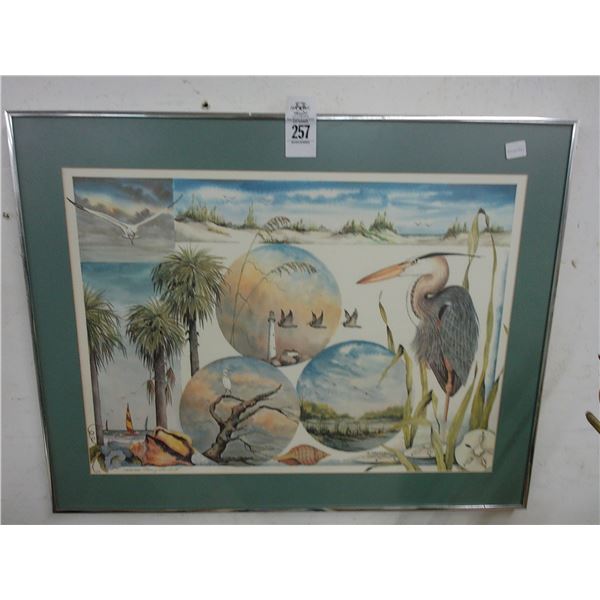 Framed Tropical Sea Scape Wall Art - Signed Gaburt -  20  X  30