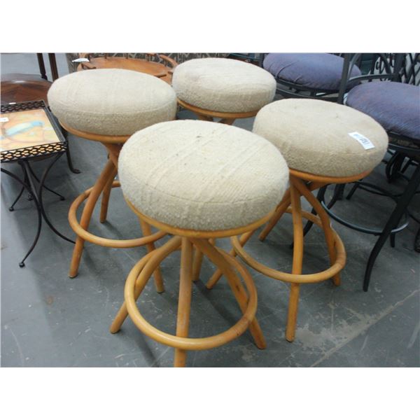 Rattan Padded Bar Stools - Set of 4