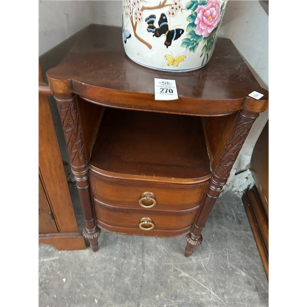 Carved Mahogany 2 Drawer End Table