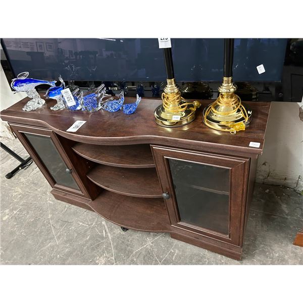 Oak Style Small Console w/2 Glass Doors
