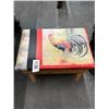 Image 2 : Barrel Style Small Footstool w/Rooster Fabric