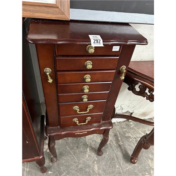 Cherry Queen Anne Footed Jewelry Cabinet