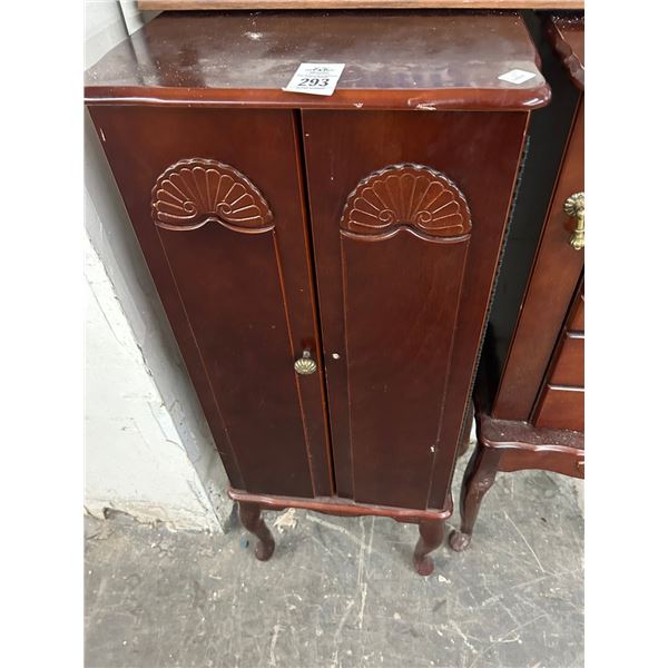 Cherry Queen Anne Footed Jewelry Cabinet - Missing Knob