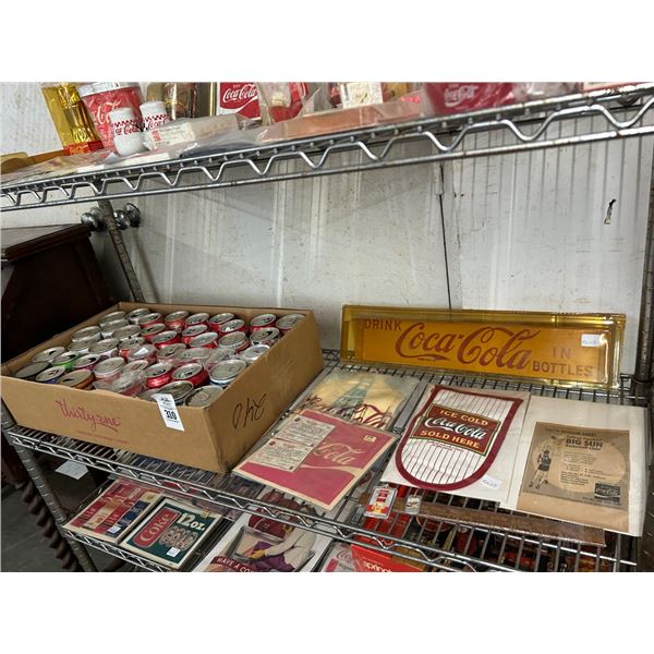 Coca Cola Collection w/Vintage Cans Oven Mitt, Ruler, Keychains, More