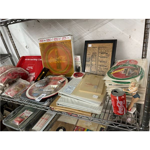 Asst. Coca Cola Collectibles, Clock, Trays, Albums, Coin Bank, More